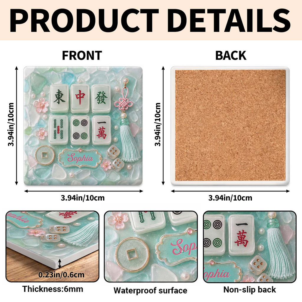 Personalized Square Ceramic Coaster Custom Name Gift for Hobbyists Square Ceramic Coaster GradoCreations