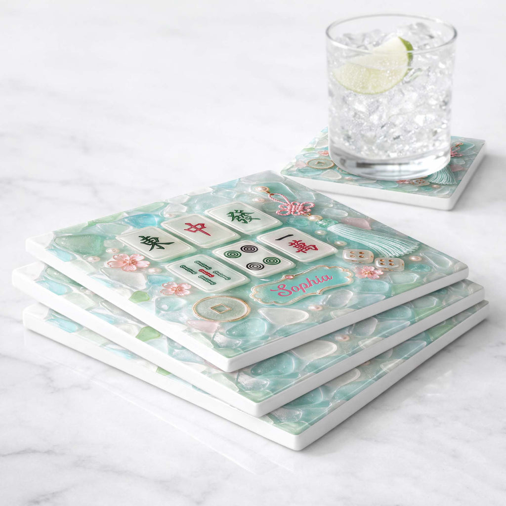 Personalized Square Ceramic Coaster Custom Name Gift for Hobbyists Square Ceramic Coaster GradoCreations