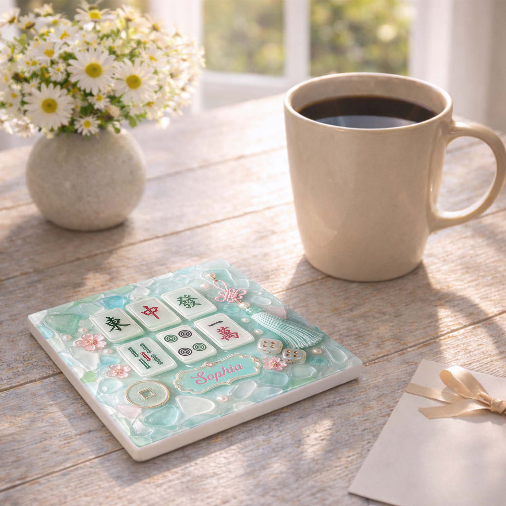 Personalized Square Ceramic Coaster Custom Name Gift for Hobbyists Square Ceramic Coaster GradoCreations