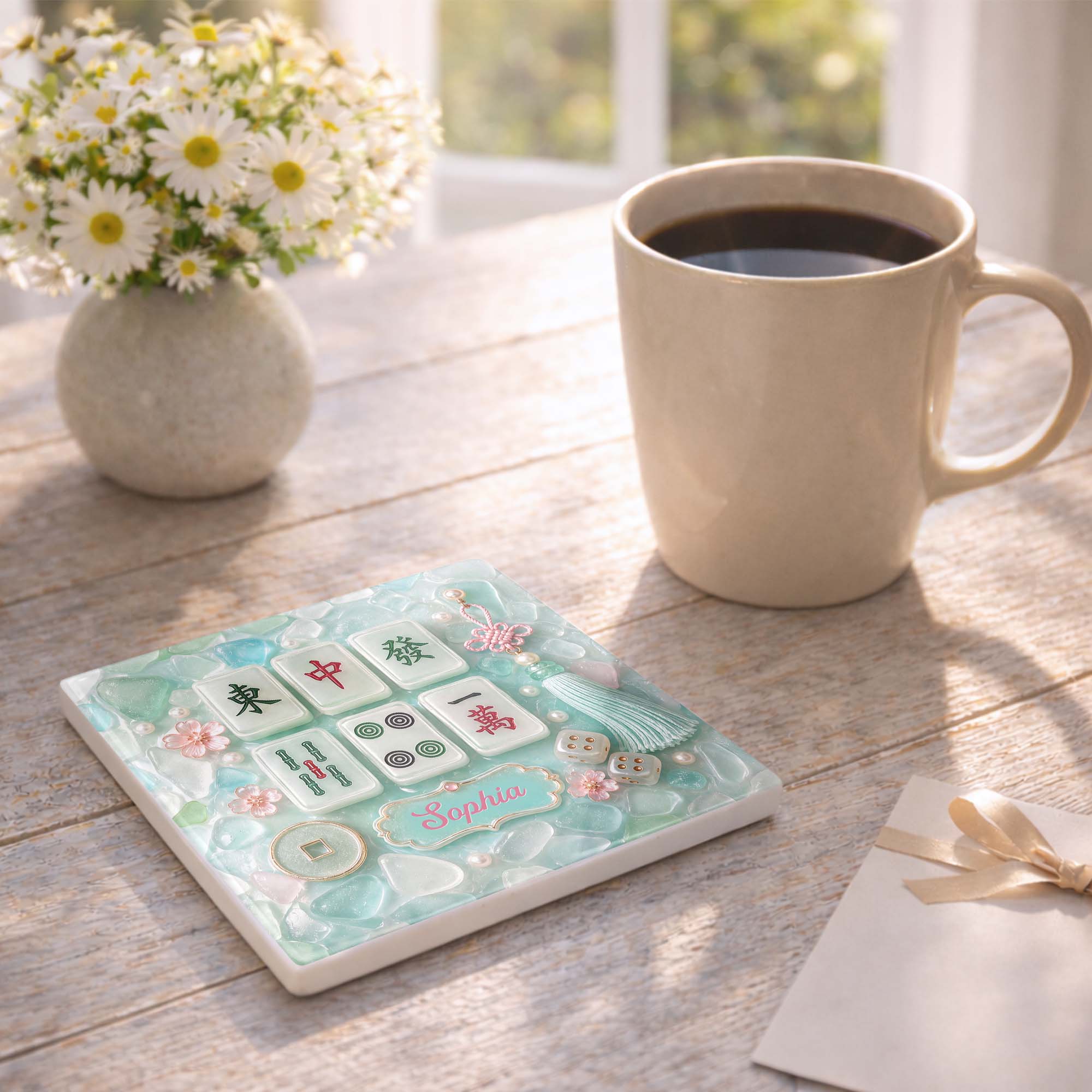 Personalized Square Ceramic Coaster Custom Name Gift for Hobbyists Square Ceramic Coaster GradoCreations