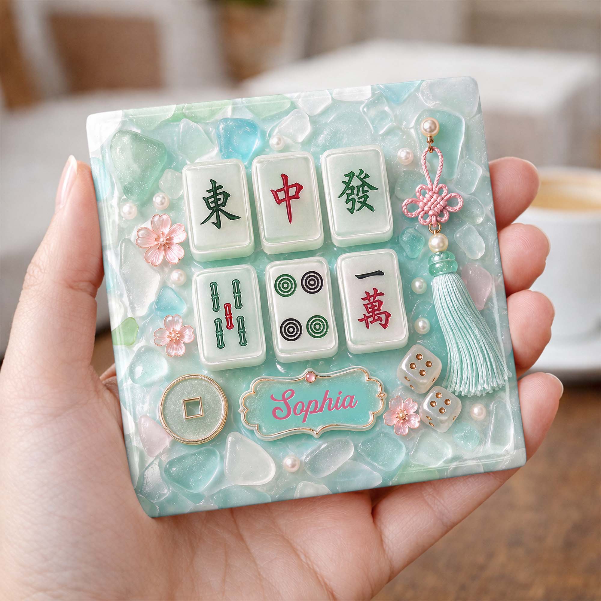 Personalized Square Ceramic Coaster Custom Name Gift for Hobbyists Square Ceramic Coaster GradoCreations