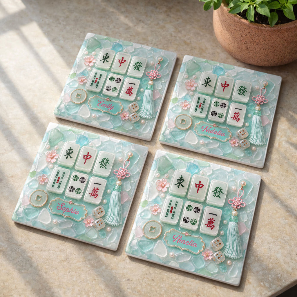 Personalized Square Ceramic Coaster Custom Name Gift for Hobbyists Square Ceramic Coaster GradoCreations