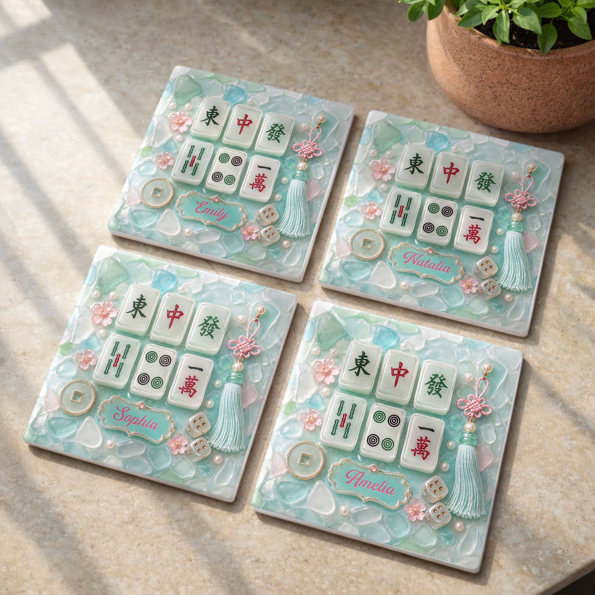 Personalized Square Ceramic Coaster Custom Name Gift for Hobbyists Square Ceramic Coaster GradoCreations