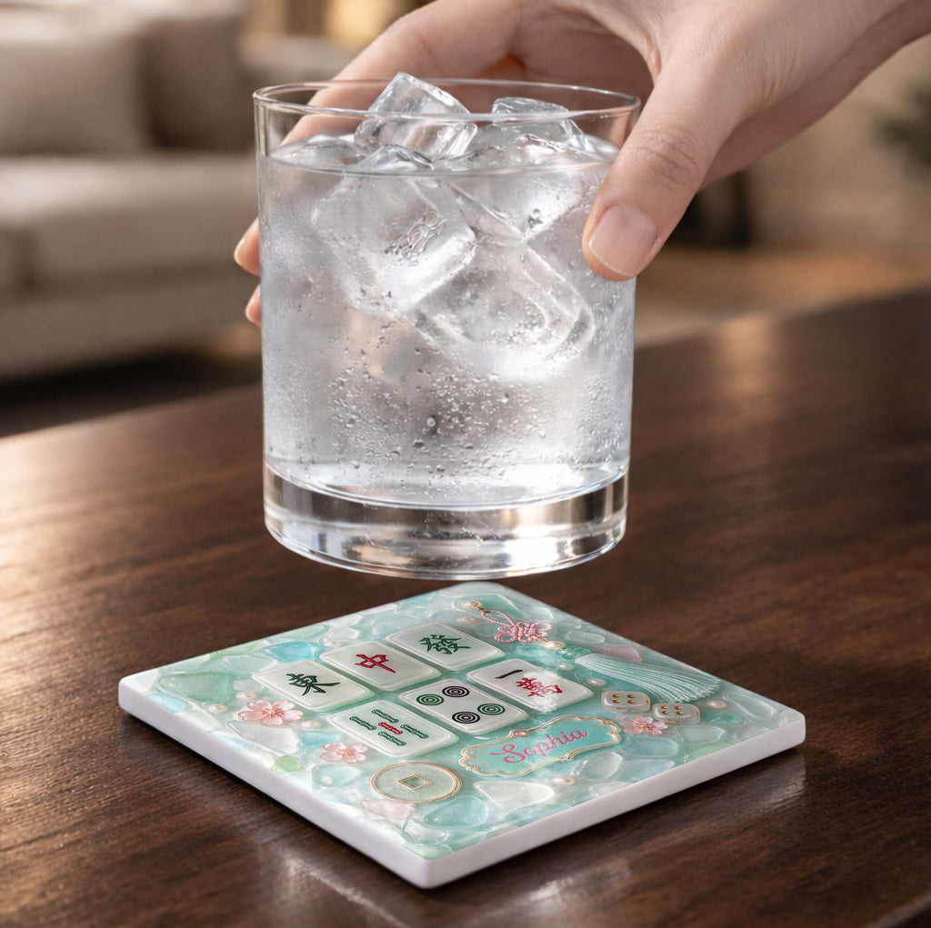 Personalized Square Ceramic Coaster Custom Name Gift for Hobbyists Square Ceramic Coaster GradoCreations