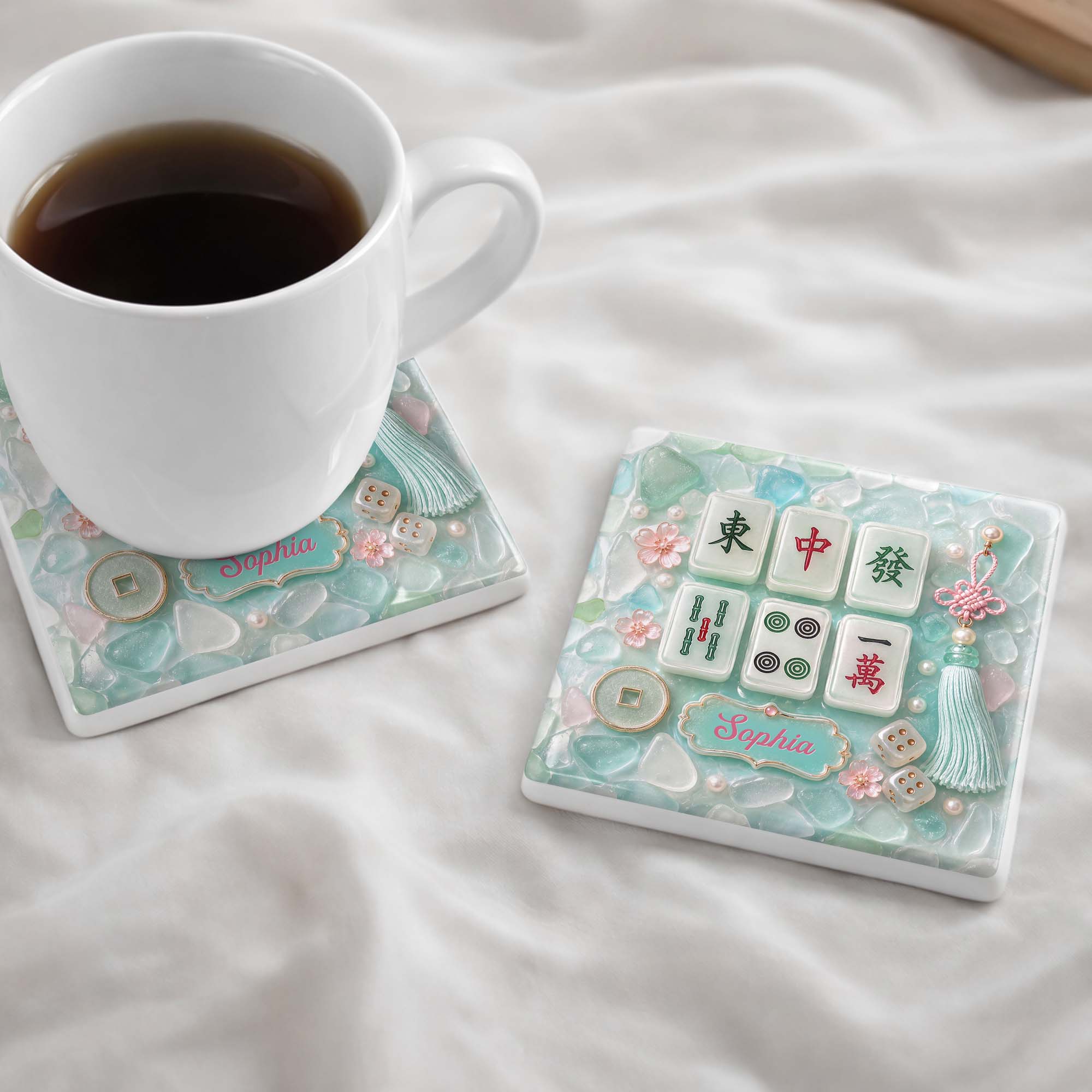 Personalized Square Ceramic Coaster Custom Name Gift for Hobbyists Square Ceramic Coaster GradoCreations