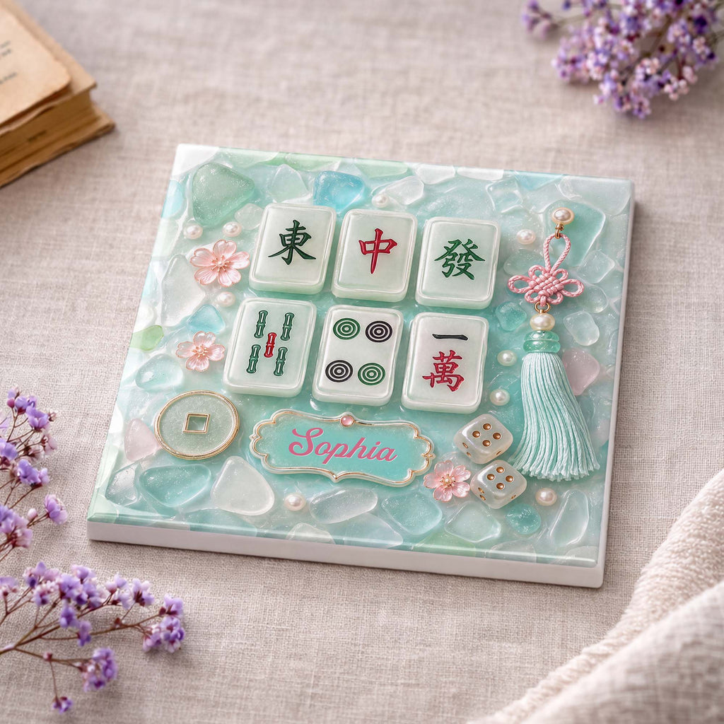 Personalized Square Ceramic Coaster Custom Name Gift for Hobbyists Square Ceramic Coaster GradoCreations