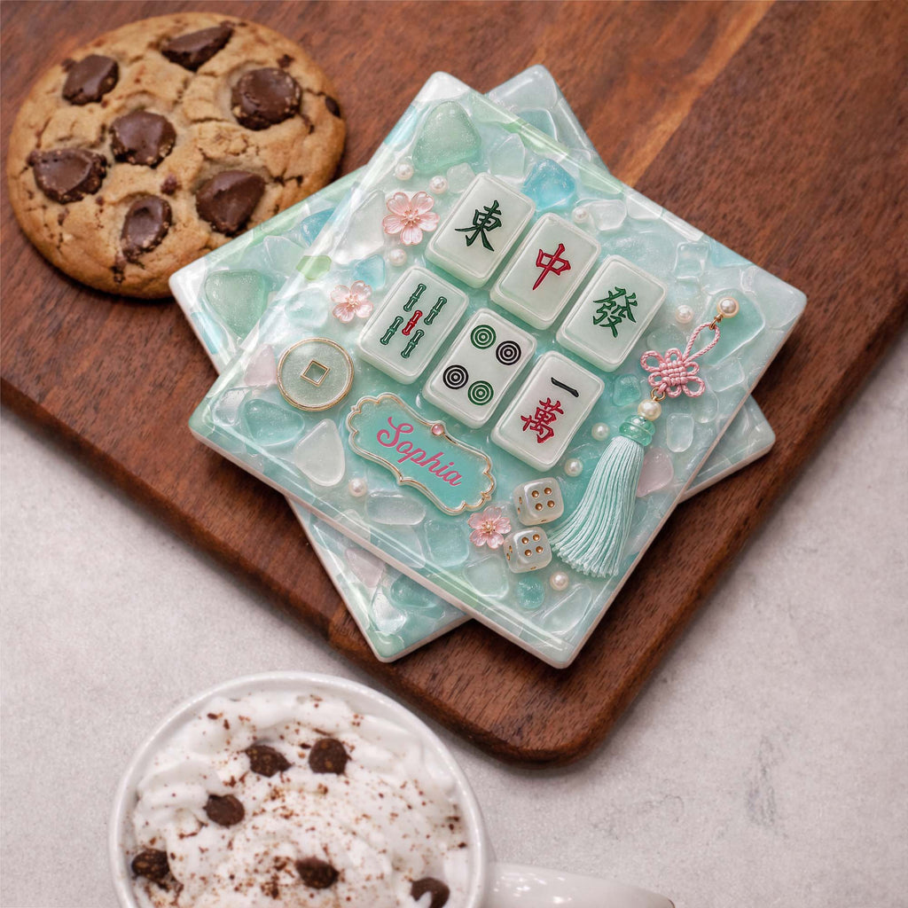 Personalized Square Ceramic Coaster Custom Name Gift for Hobbyists Square Ceramic Coaster GradoCreations