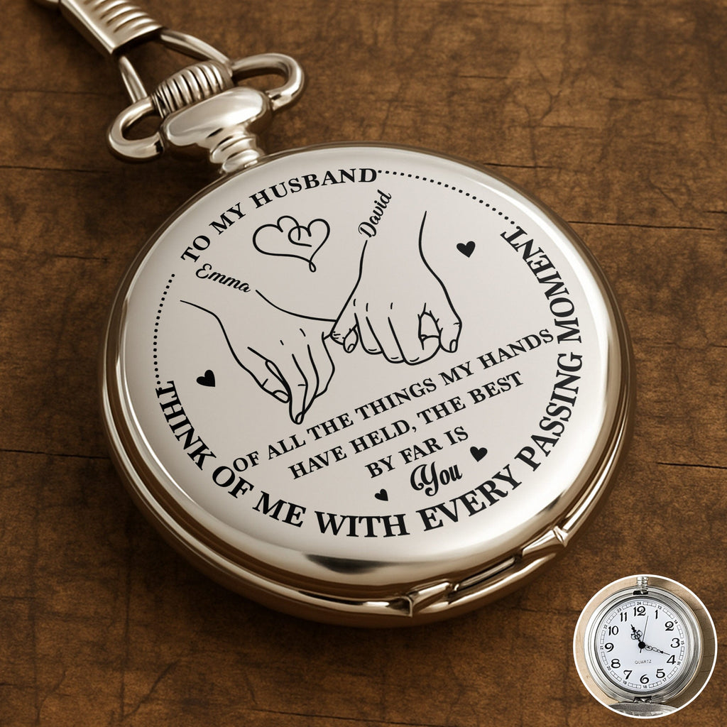 Personalized Silver Plated Pocket Watch Custom Gift for Husband Anniversary Pocket Watch GradoCreations