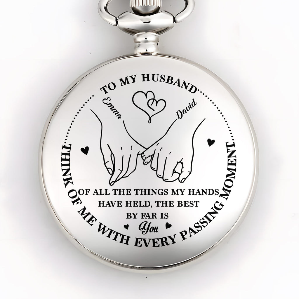 Personalized Silver Plated Pocket Watch Custom Gift for Husband Anniversary Pocket Watch GradoCreations