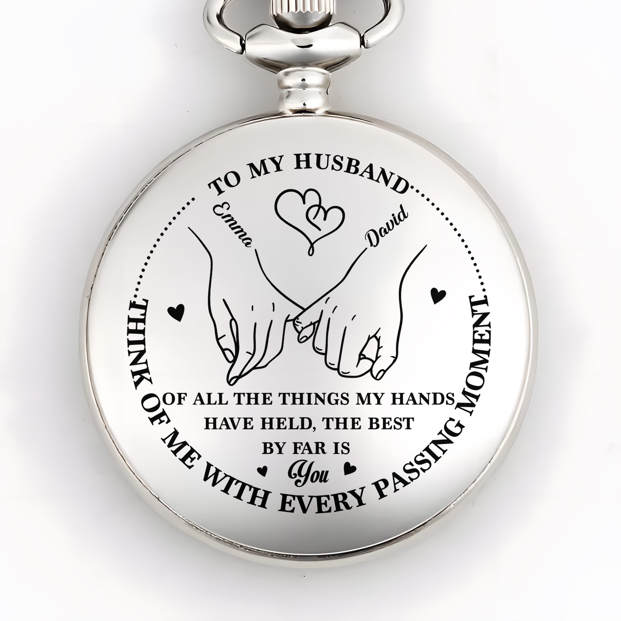 Personalized Silver Plated Pocket Watch Custom Gift for Husband Anniversary Pocket Watch GradoCreations