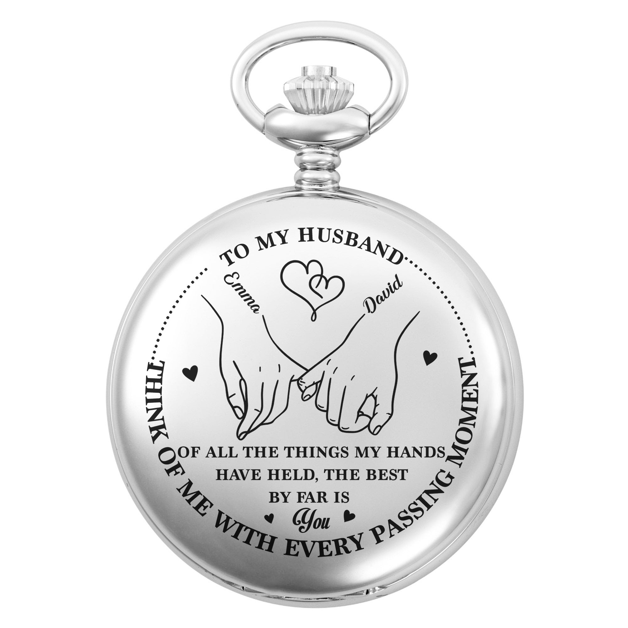 Personalized Silver Plated Pocket Watch Custom Gift for Husband Anniversary Pocket Watch GradoCreations