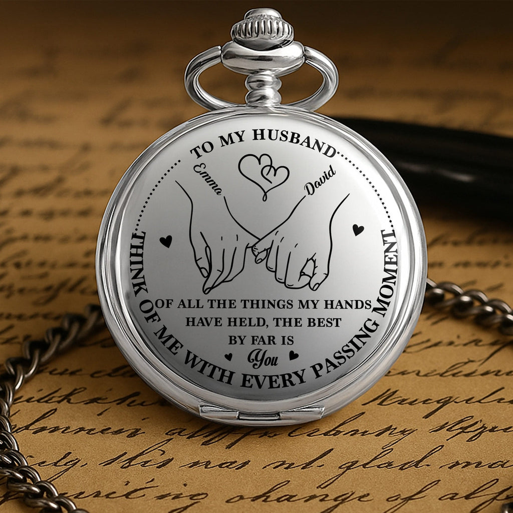 Personalized Silver Plated Pocket Watch Custom Gift for Husband Anniversary Pocket Watch GradoCreations