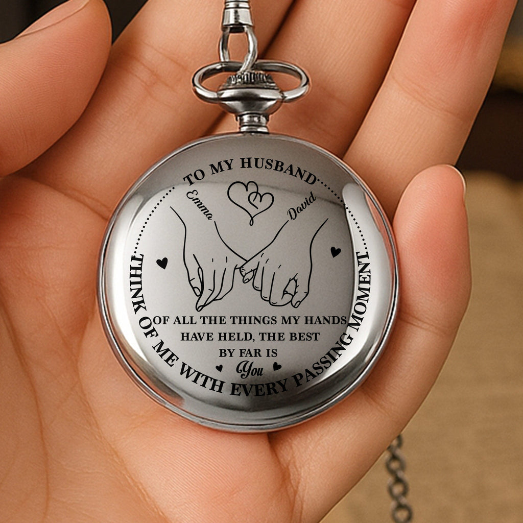 Personalized Silver Plated Pocket Watch Custom Gift for Husband Anniversary Pocket Watch GradoCreations