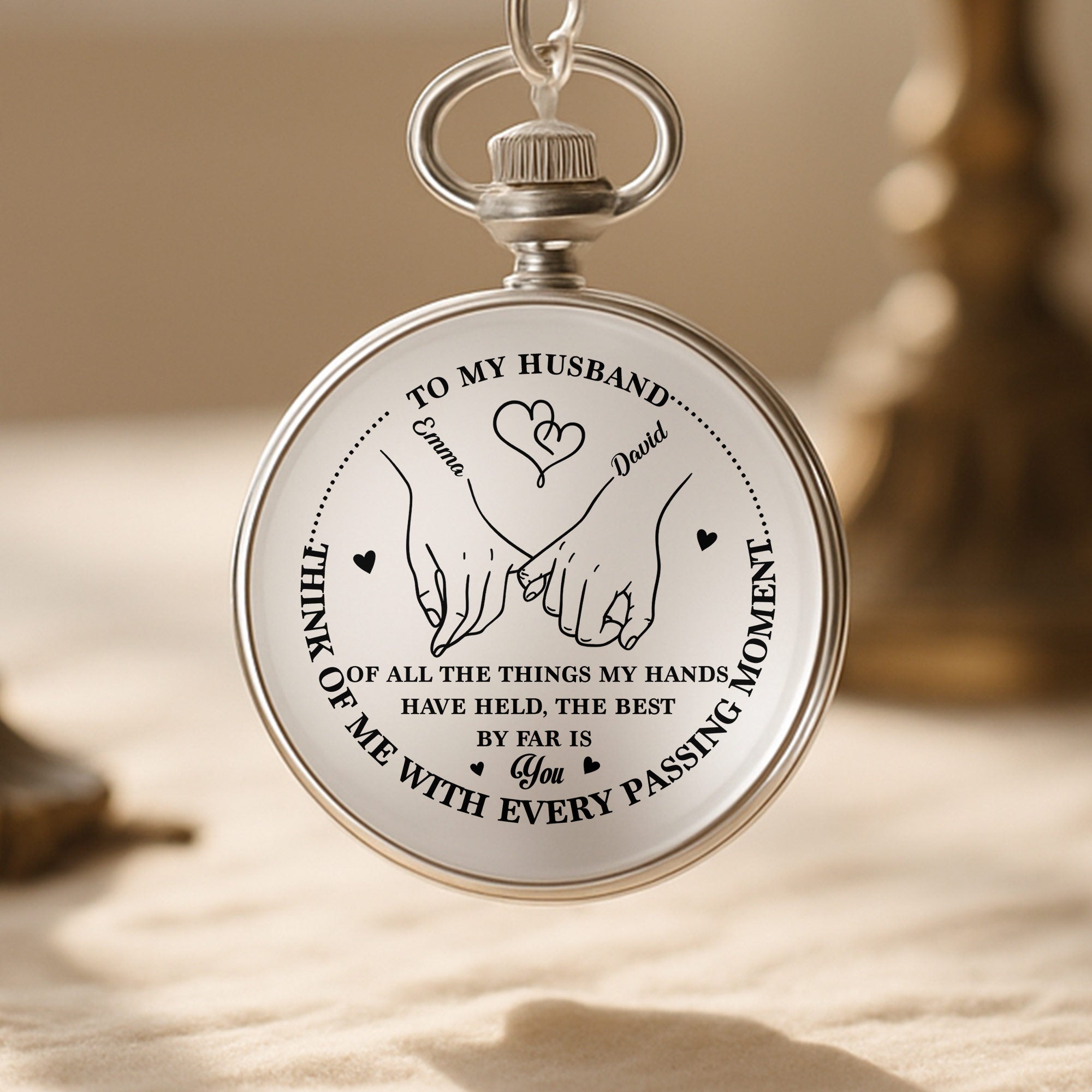 Personalized Silver Plated Pocket Watch Custom Gift for Husband Anniversary Pocket Watch GradoCreations