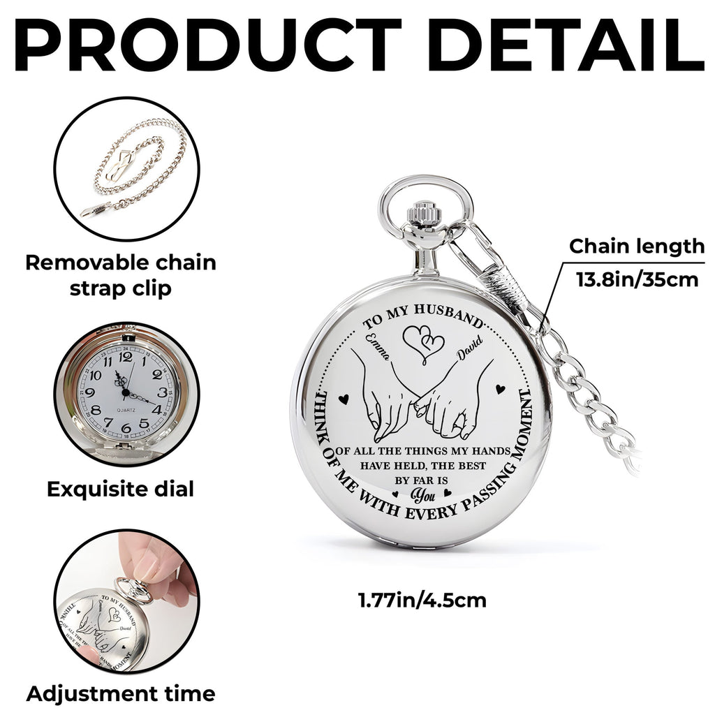 Personalized Silver Plated Pocket Watch Custom Gift for Husband Anniversary Pocket Watch GradoCreations