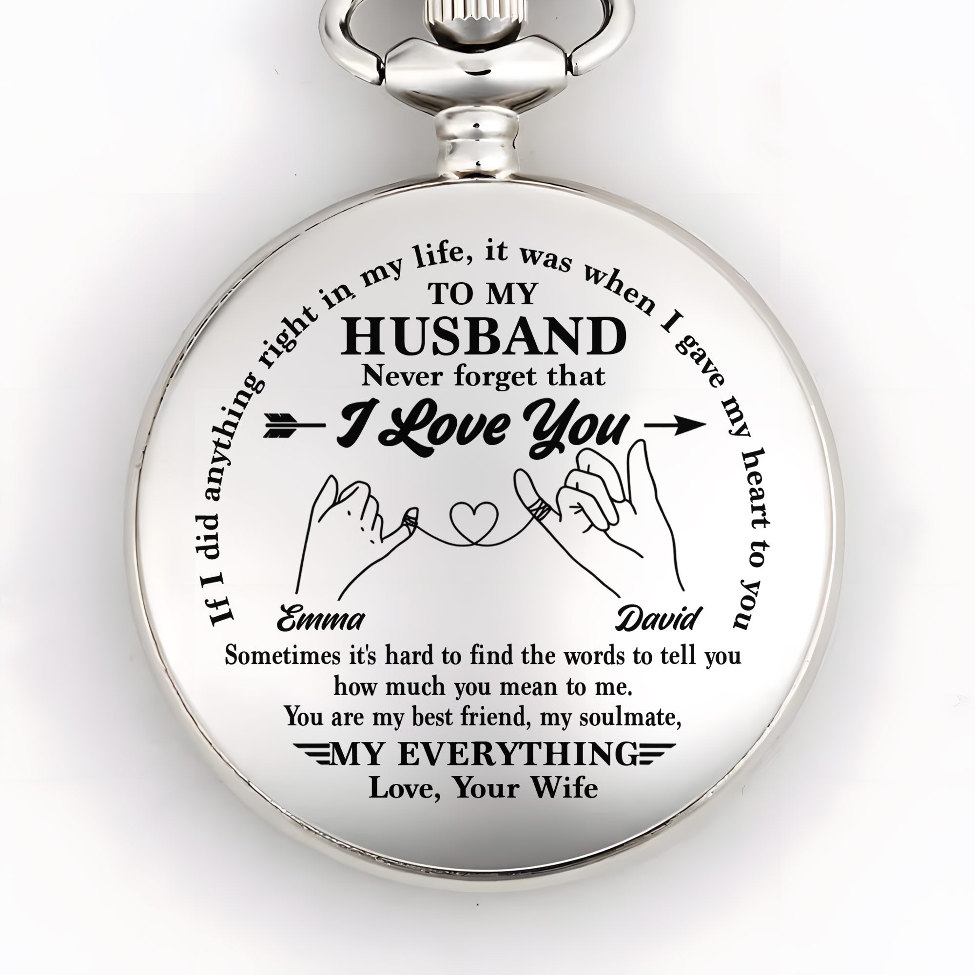 Personalized Silver Pocket Watch Custom Message Gift for Husband Pocket Watch GradoCreations
