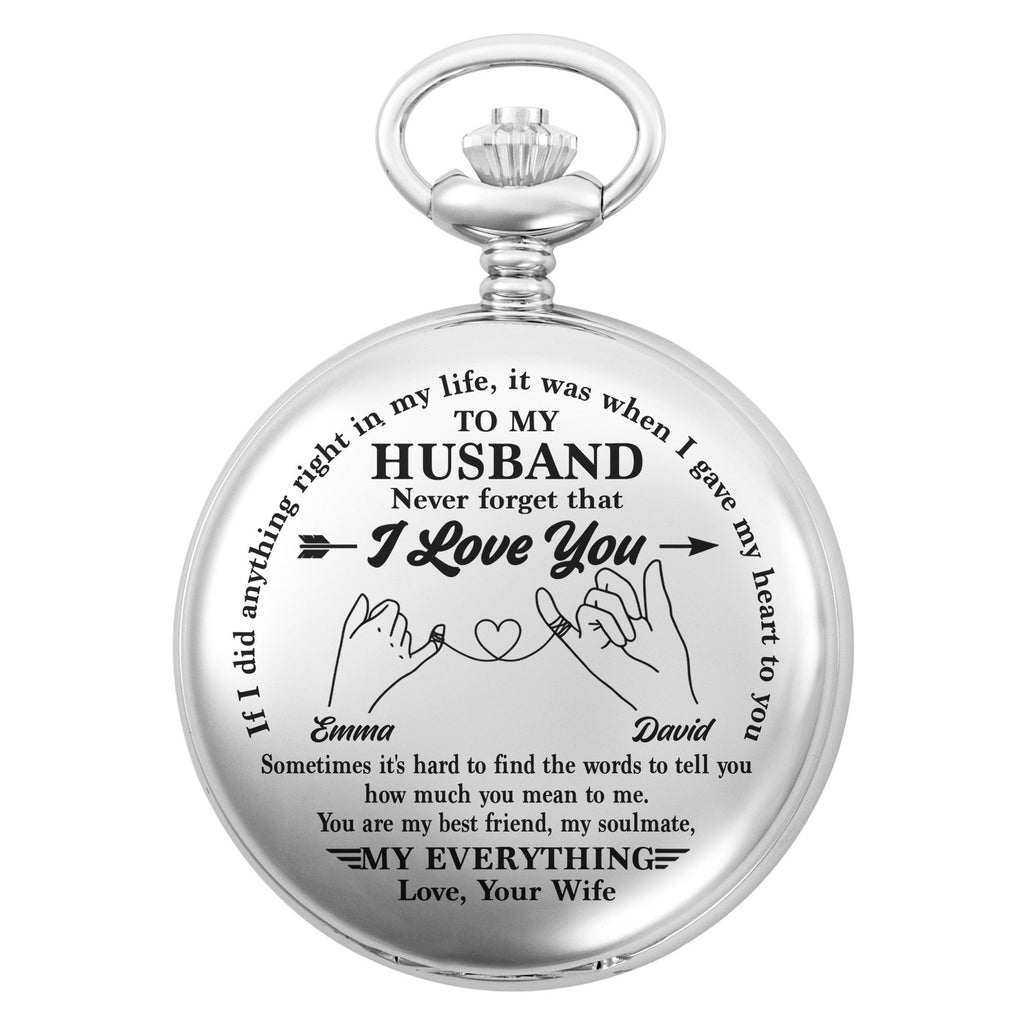 Personalized Silver Pocket Watch Custom Message Gift for Husband Pocket Watch GradoCreations
