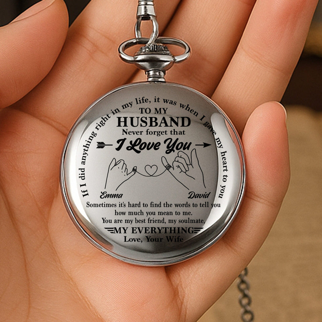 Personalized Silver Pocket Watch Custom Message Gift for Husband Pocket Watch GradoCreations