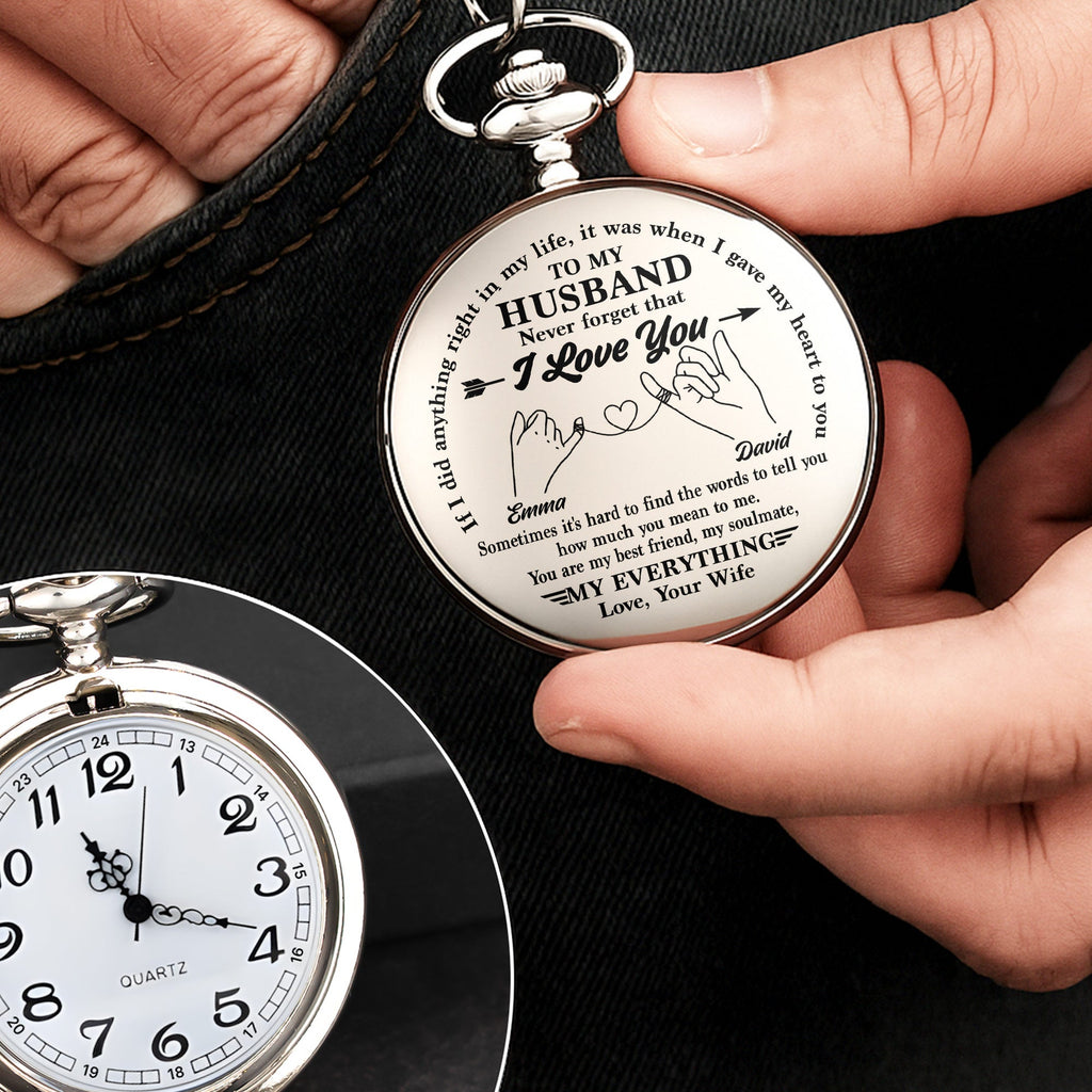 Personalized Silver Pocket Watch Custom Message Gift for Husband Pocket Watch GradoCreations