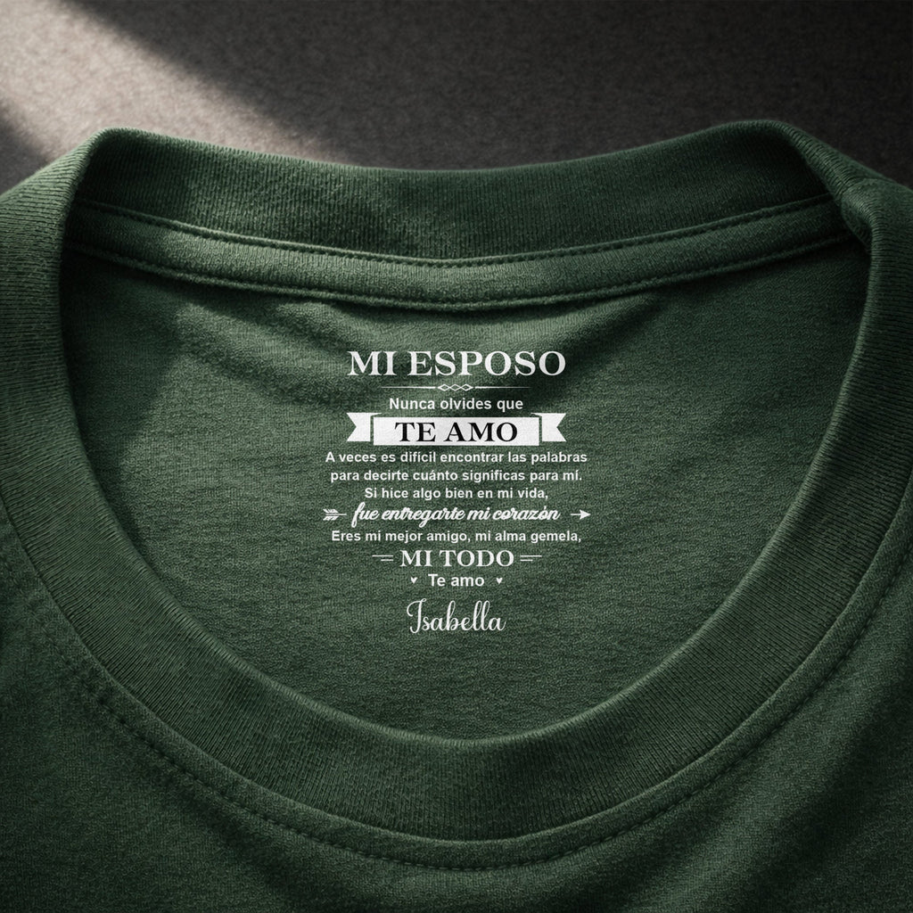 Personalized Custom T-Shirt for Him Inside Neck Print Gift Basic Shirt, Print inside back collar GradoCreations