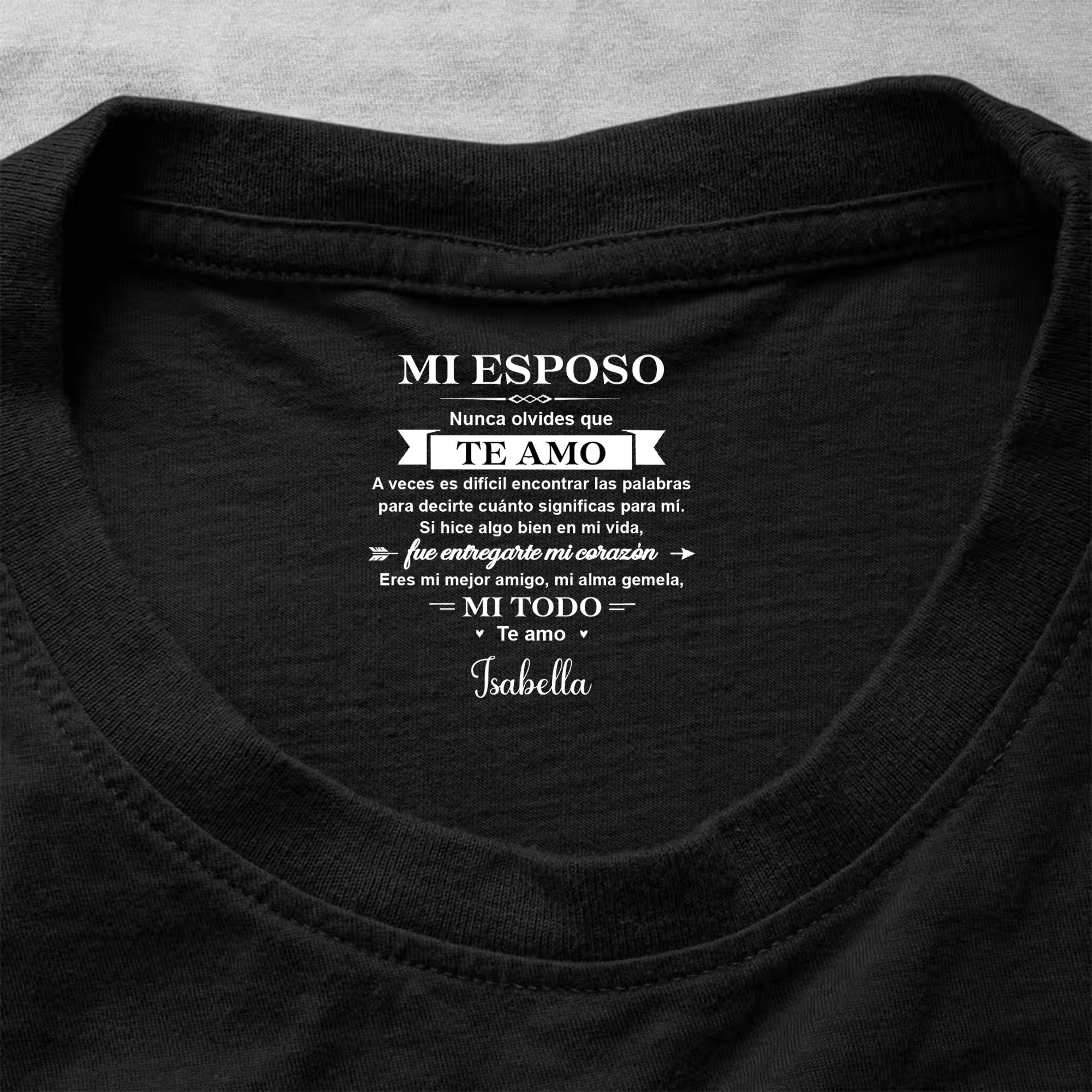 Personalized Custom T-Shirt for Him Inside Neck Print Gift Basic Shirt, Print inside back collar GradoCreations