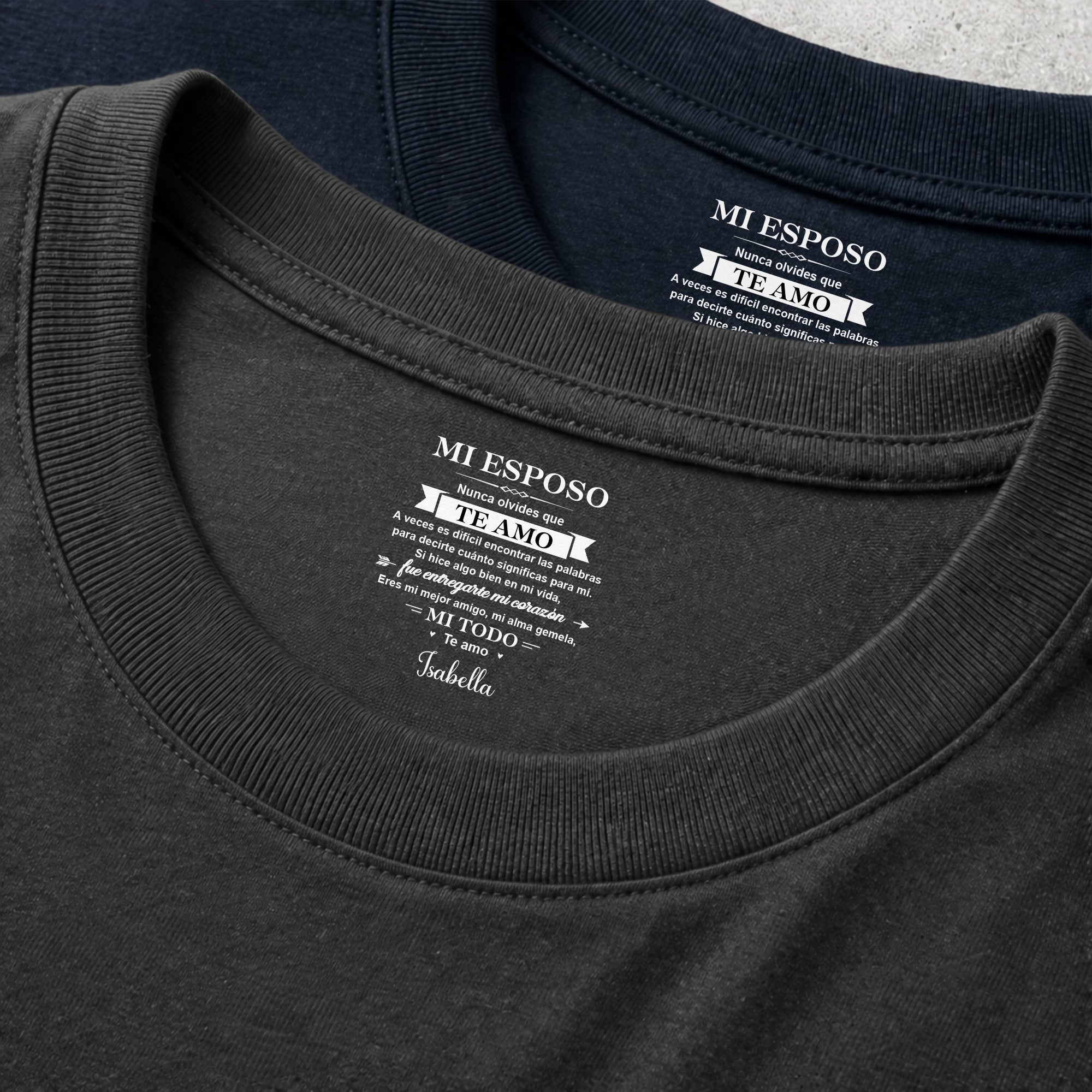 Personalized Custom T-Shirt for Him Inside Neck Print Gift Basic Shirt, Print inside back collar GradoCreations