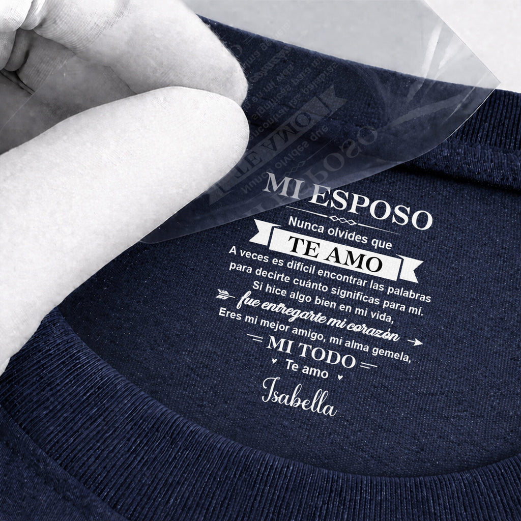 Personalized Custom T-Shirt for Him Inside Neck Print Gift Basic Shirt, Print inside back collar GradoCreations