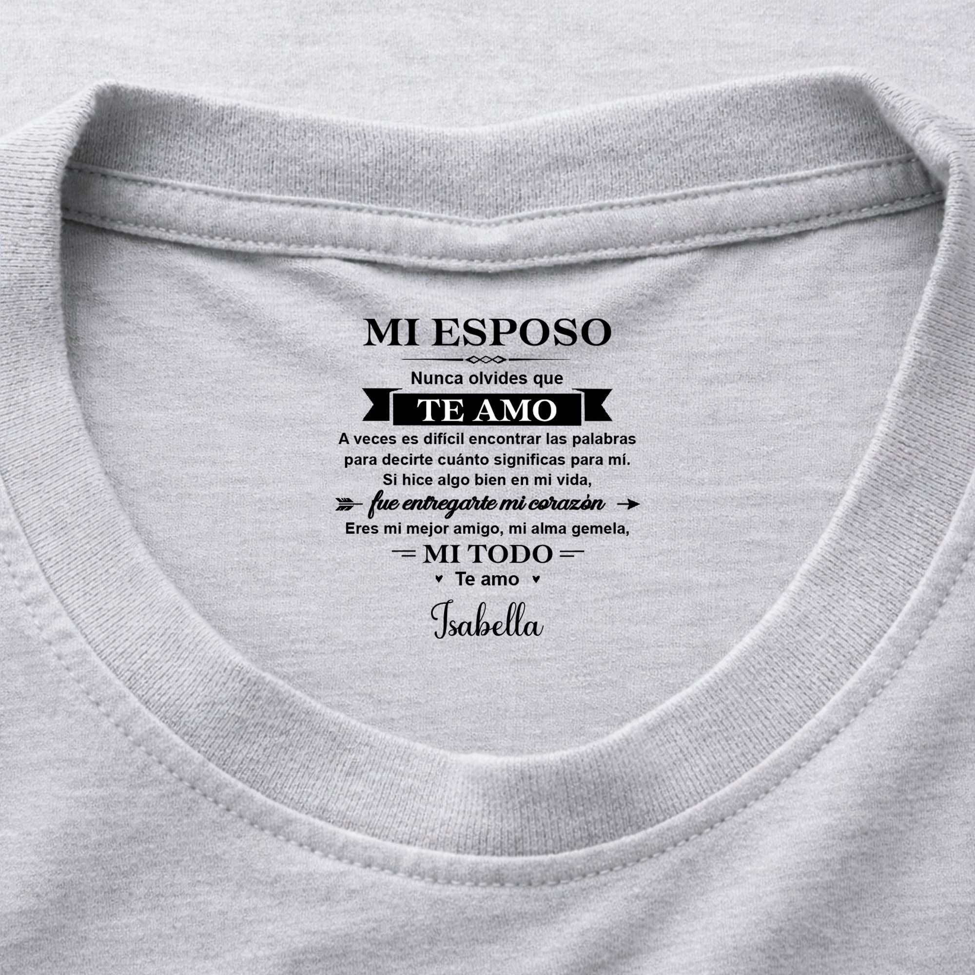 Personalized Inside Neck Print T-Shirt Gift for Husband Basic Shirt, Print inside back collar GradoCreations