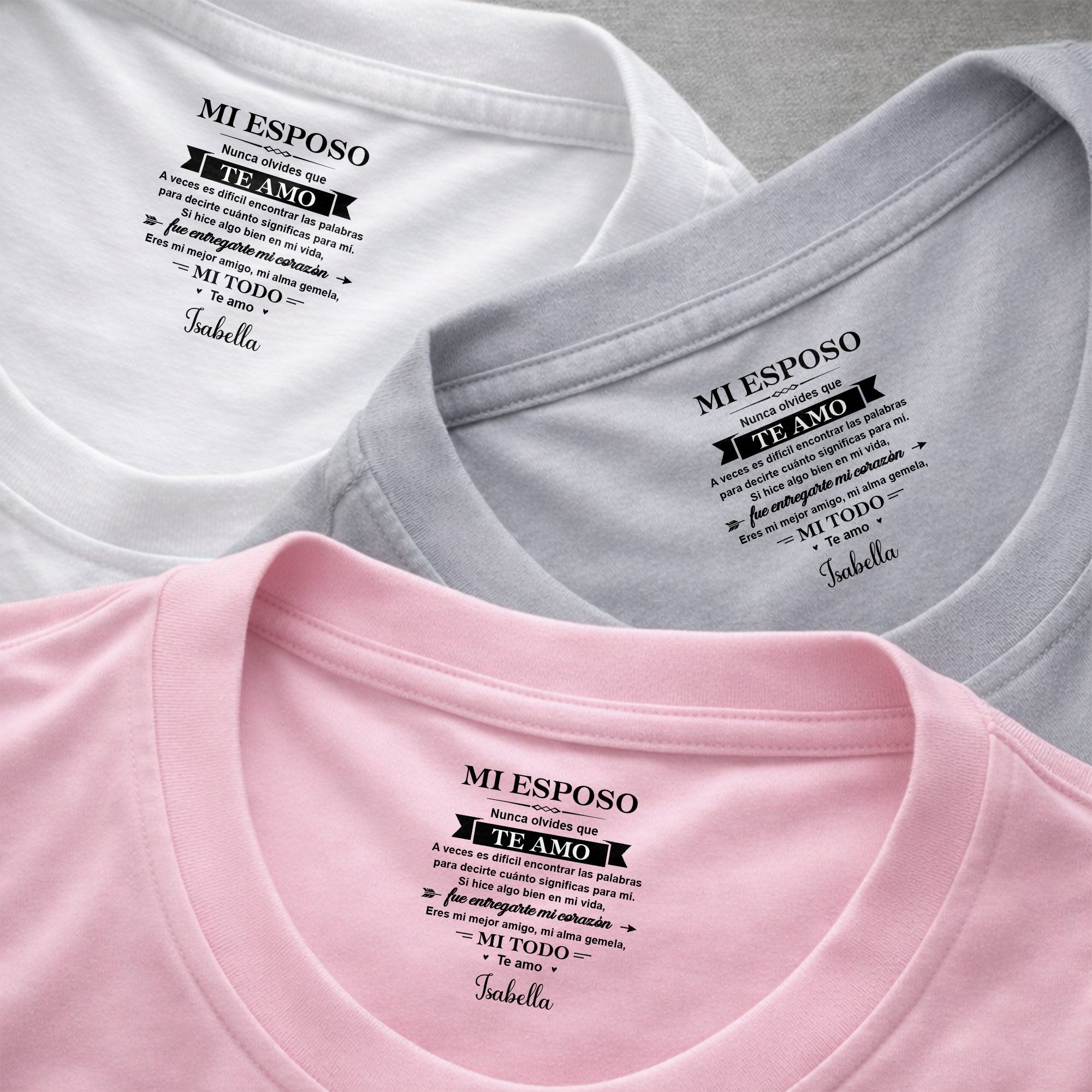 Personalized Inside Neck Print T-Shirt Gift for Husband Basic Shirt, Print inside back collar GradoCreations