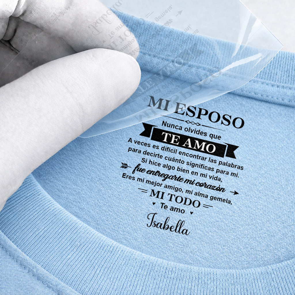 Personalized Inside Neck Print T-Shirt Gift for Husband Basic Shirt, Print inside back collar GradoCreations