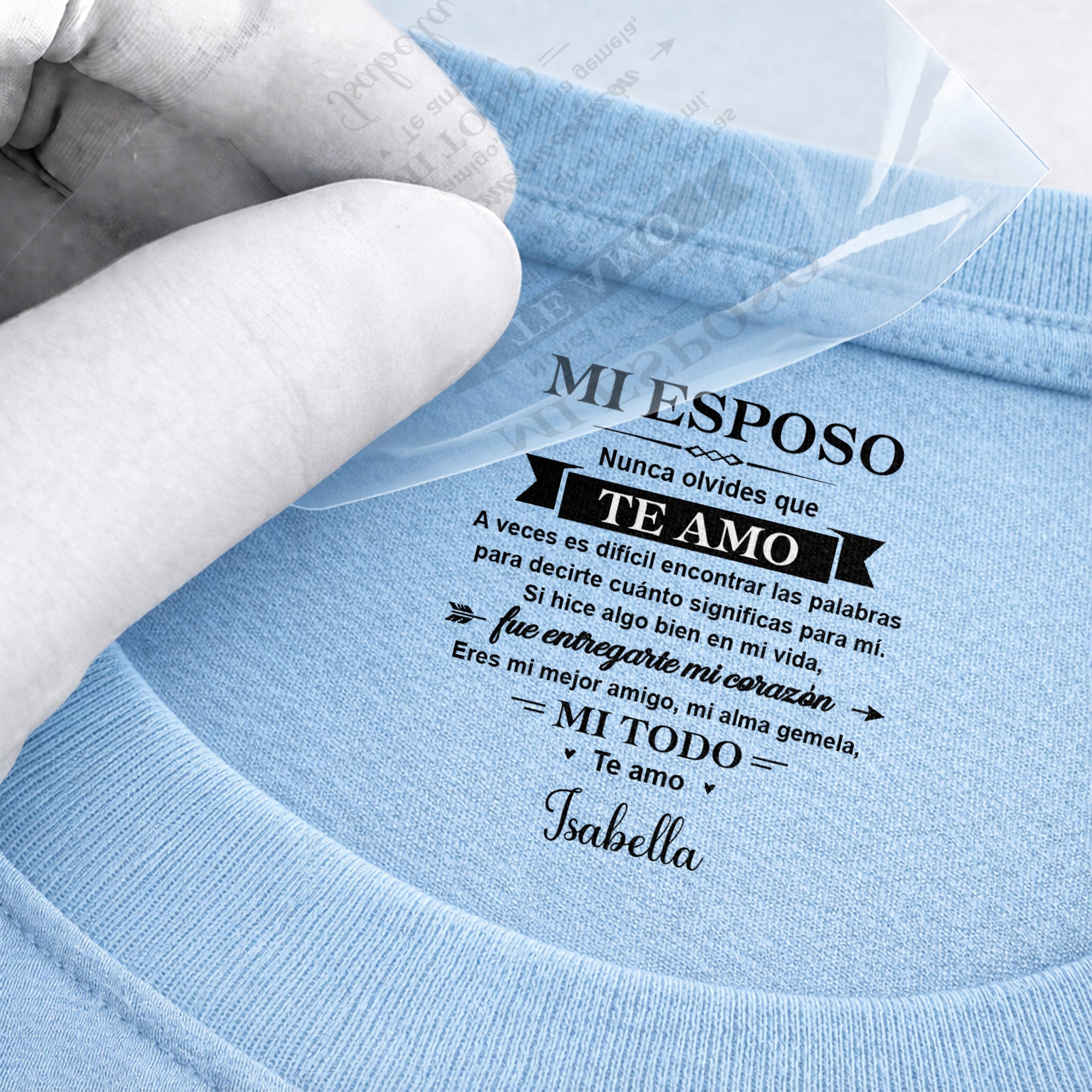 Personalized Inside Neck Print T-Shirt Gift for Husband Basic Shirt, Print inside back collar GradoCreations