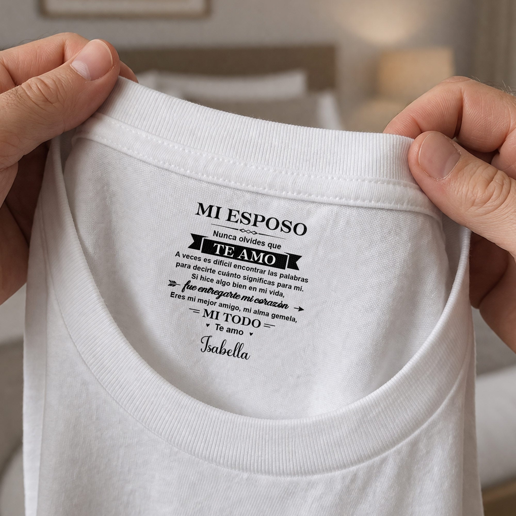 Personalized Inside Neck Print T-Shirt Gift for Husband