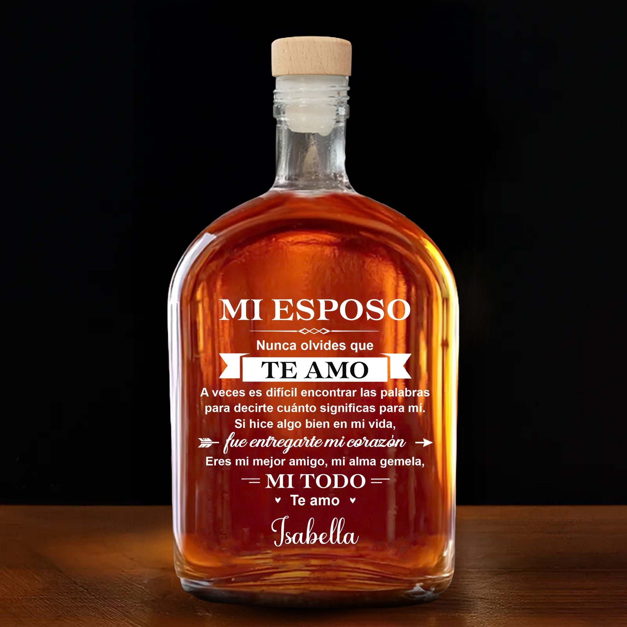 Personalized Whiskey Bottle Custom Name Heart Design Gift for Husband Whiskey Bottle GradoCreations