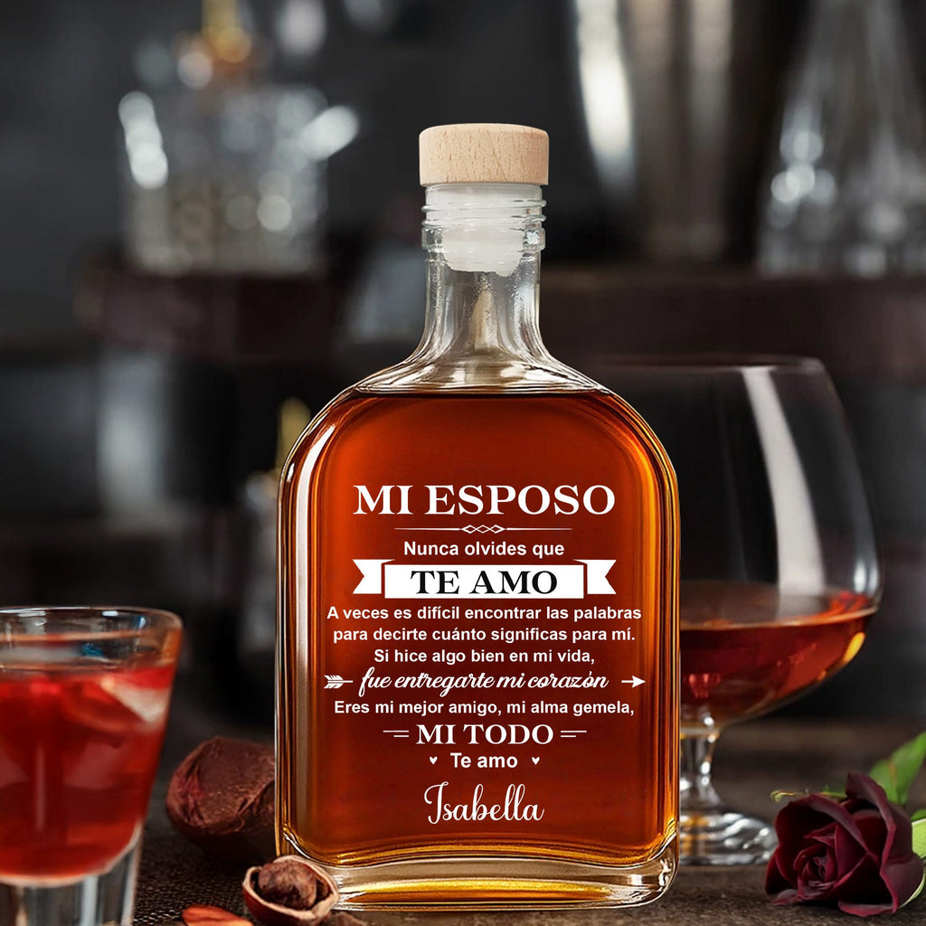 Personalized Whiskey Bottle Custom Name Heart Design Gift for Husband Whiskey Bottle GradoCreations