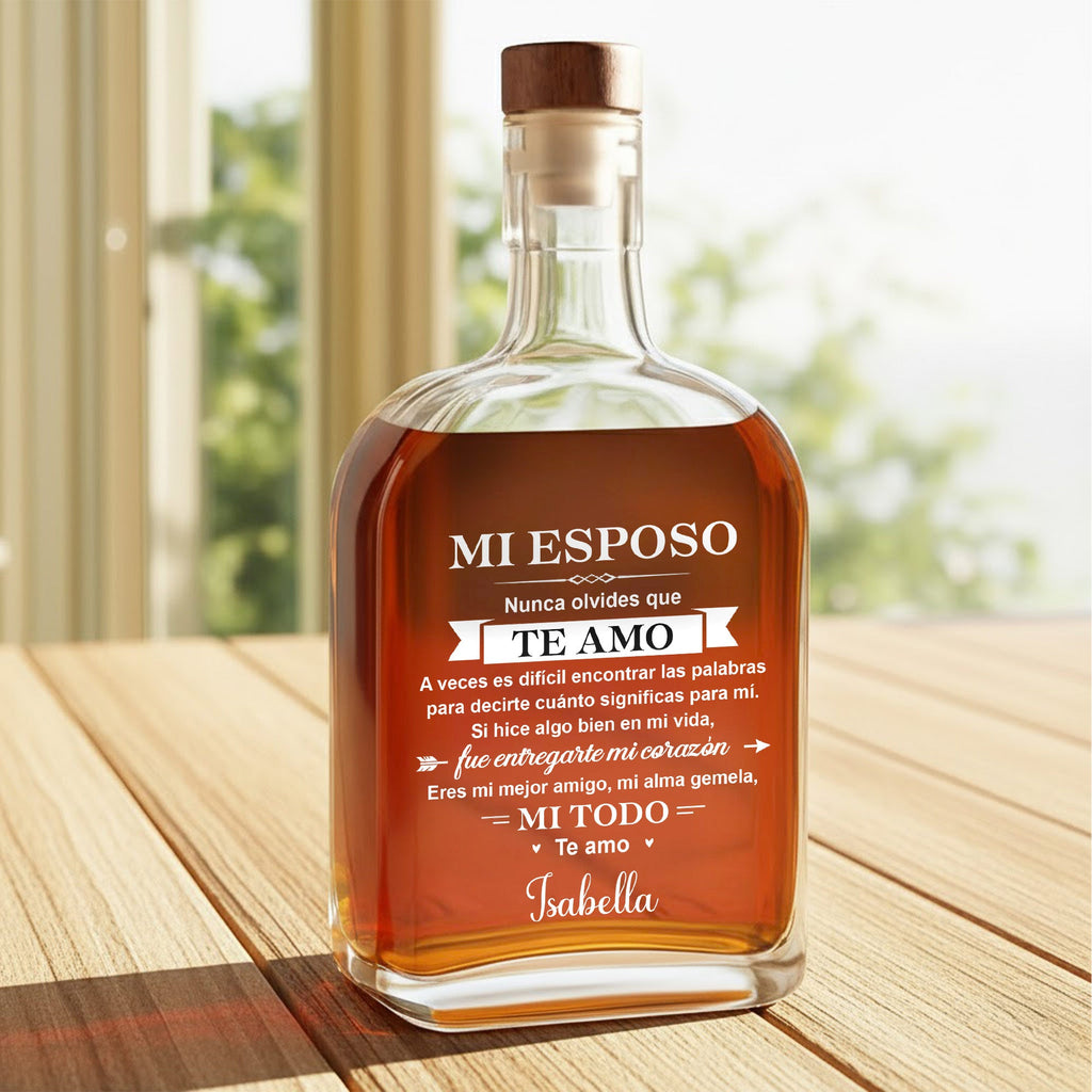 Personalized Whiskey Bottle Custom Name Heart Design Gift for Husband Whiskey Bottle GradoCreations