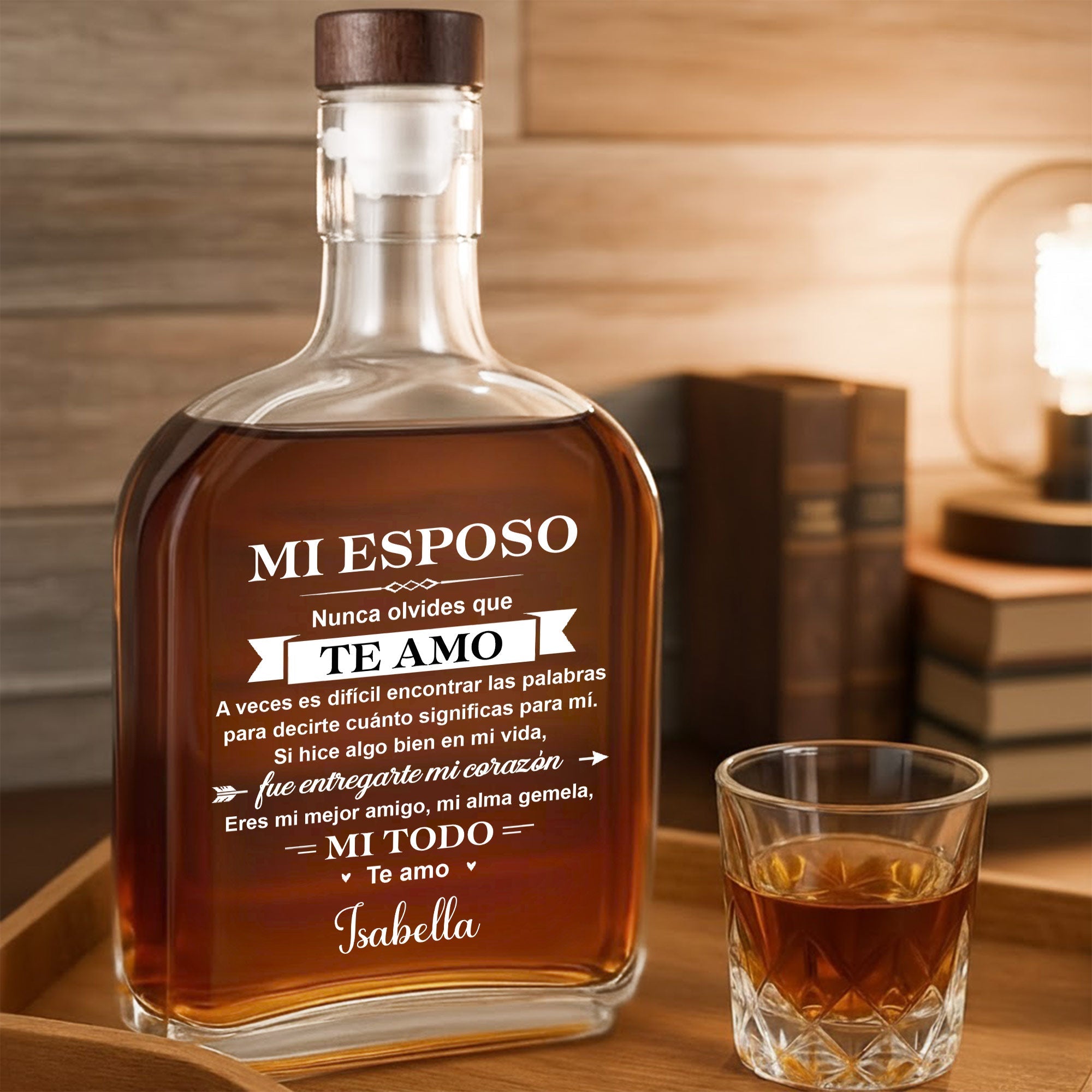Personalized Whiskey Bottle Custom Name Heart Design Gift for Husband Whiskey Bottle GradoCreations