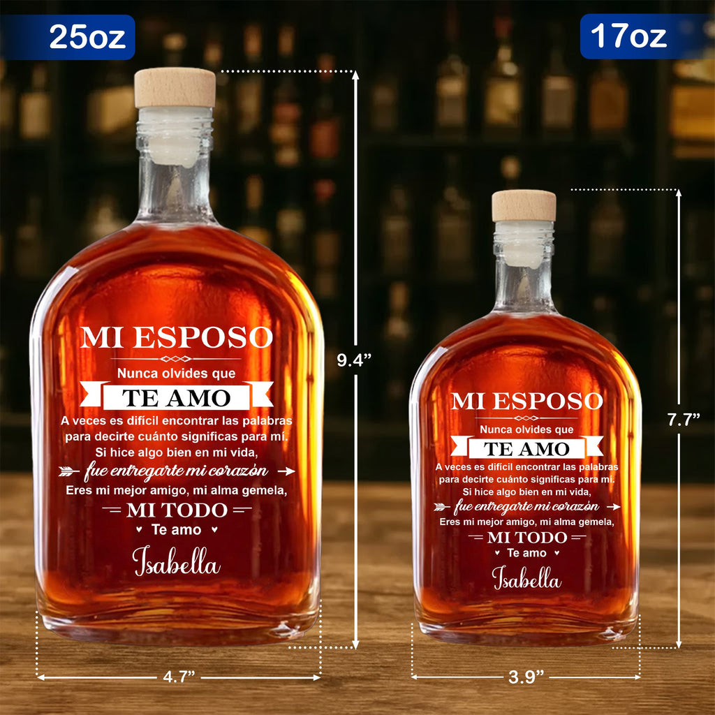 Personalized Whiskey Bottle Custom Name Heart Design Gift for Husband Whiskey Bottle GradoCreations