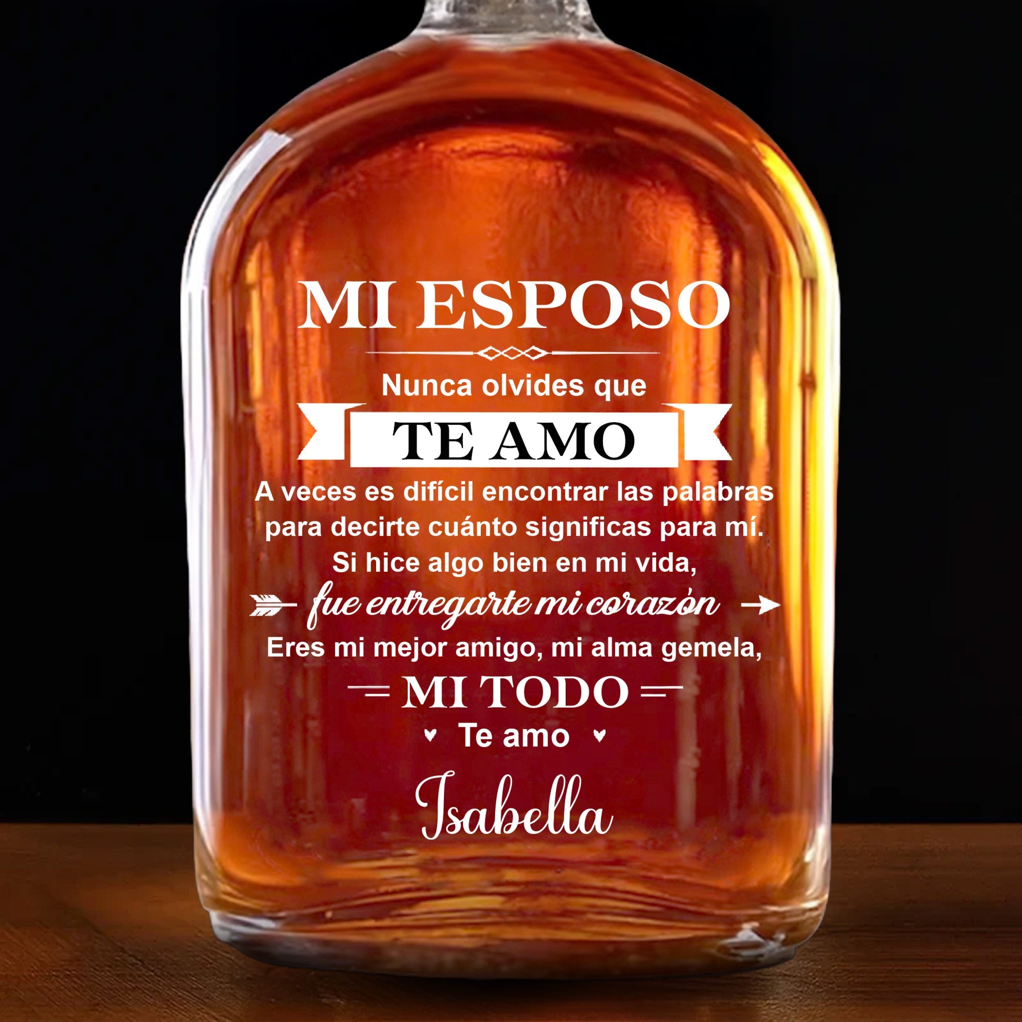 Personalized Whiskey Bottle Custom Name Heart Design Gift for Husband Whiskey Bottle GradoCreations
