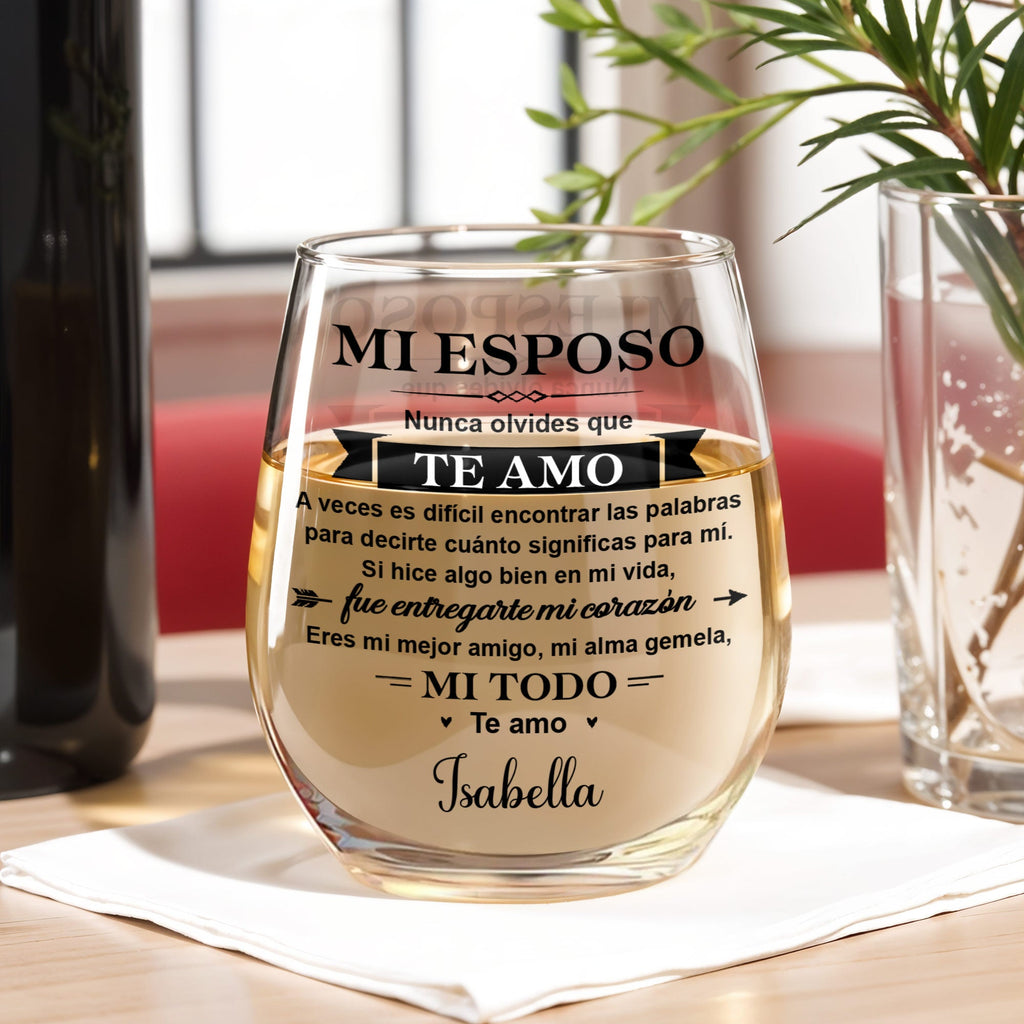 Personalized Stemless Wine Glass Gift for Him Anniversary Wine Glasses GradoCreations