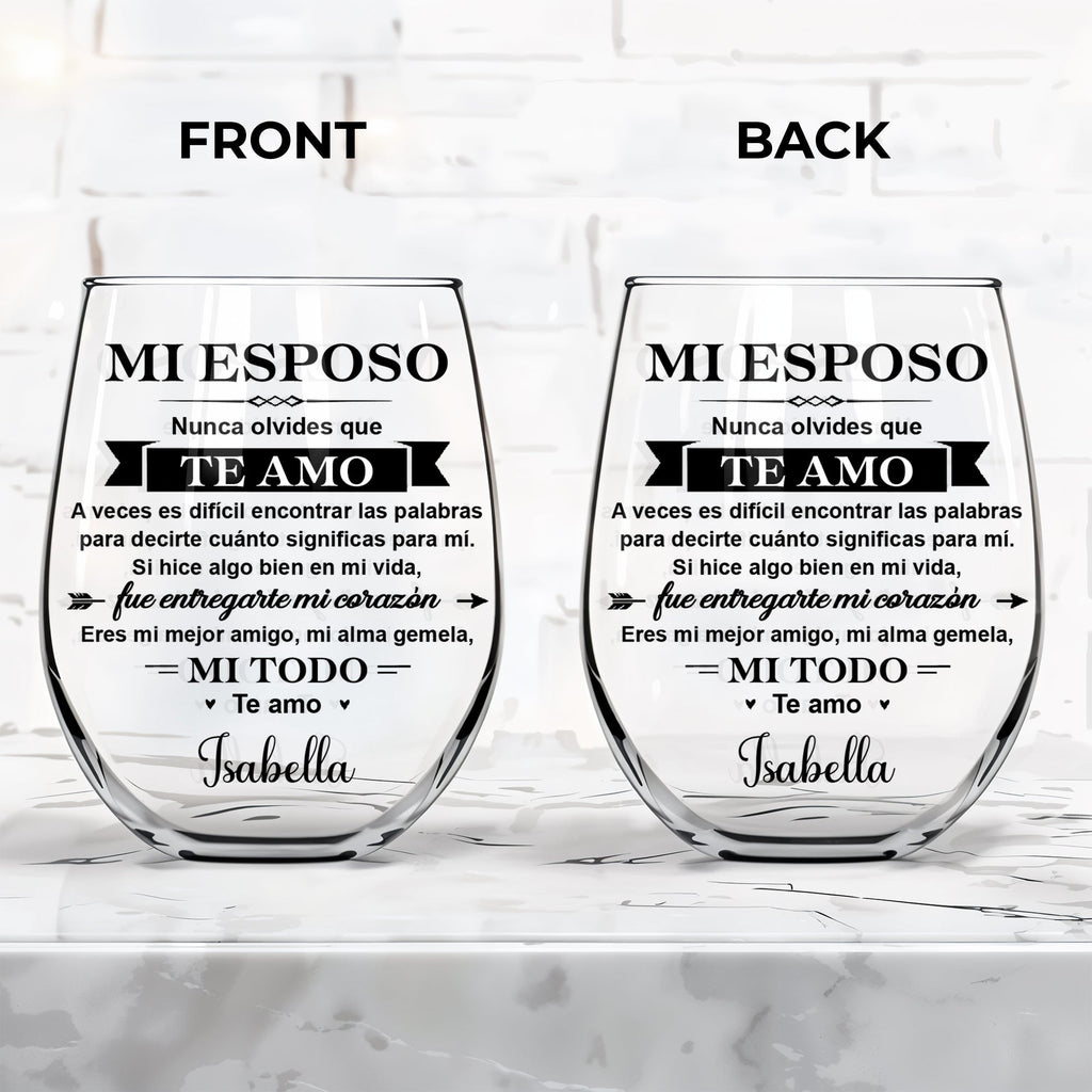 Personalized Stemless Wine Glass Gift for Him Anniversary Wine Glasses GradoCreations