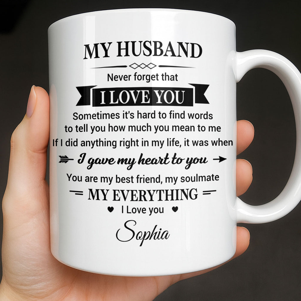 Personalized Heart Coffee Mug Custom Gift for Husband Edge-to-edge Mug GradoCreations