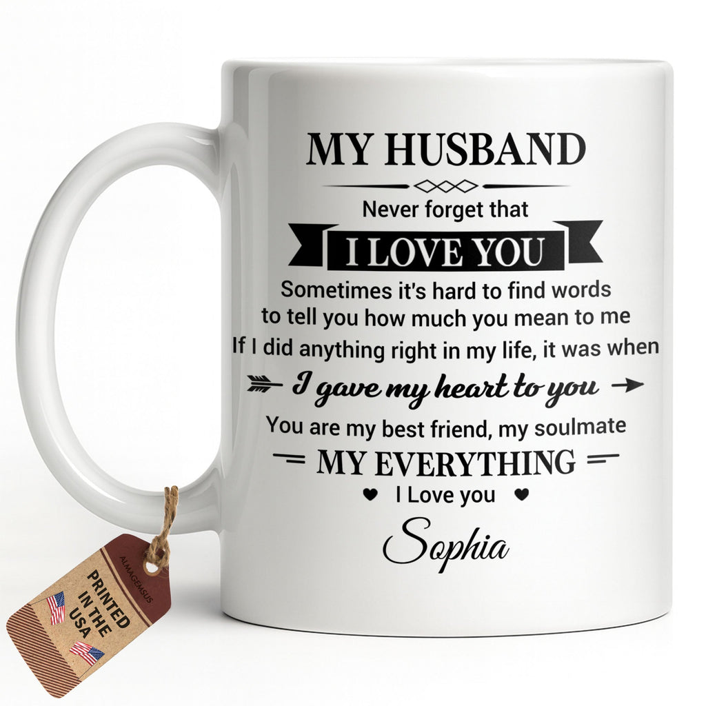 Personalized Heart Coffee Mug Custom Gift for Husband Edge-to-edge Mug GradoCreations