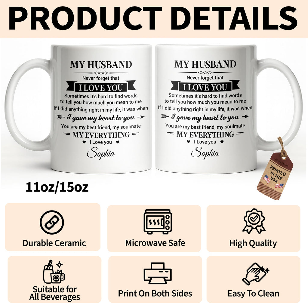 Personalized Heart Coffee Mug Custom Gift for Husband Edge-to-edge Mug GradoCreations