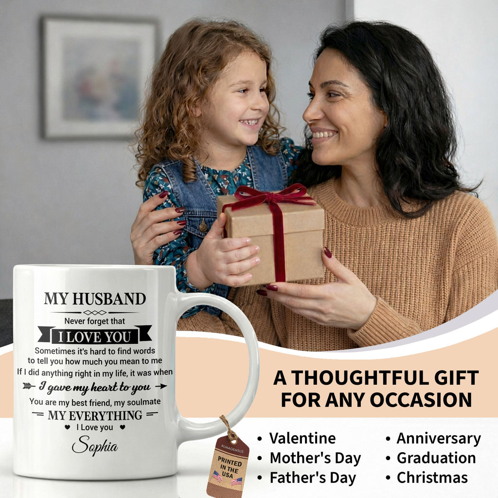 Personalized Heart Coffee Mug Custom Gift for Husband Edge-to-edge Mug GradoCreations