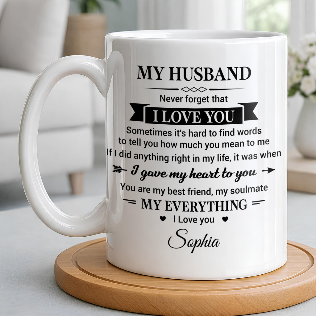 Personalized Heart Coffee Mug Custom Gift for Husband Edge-to-edge Mug GradoCreations