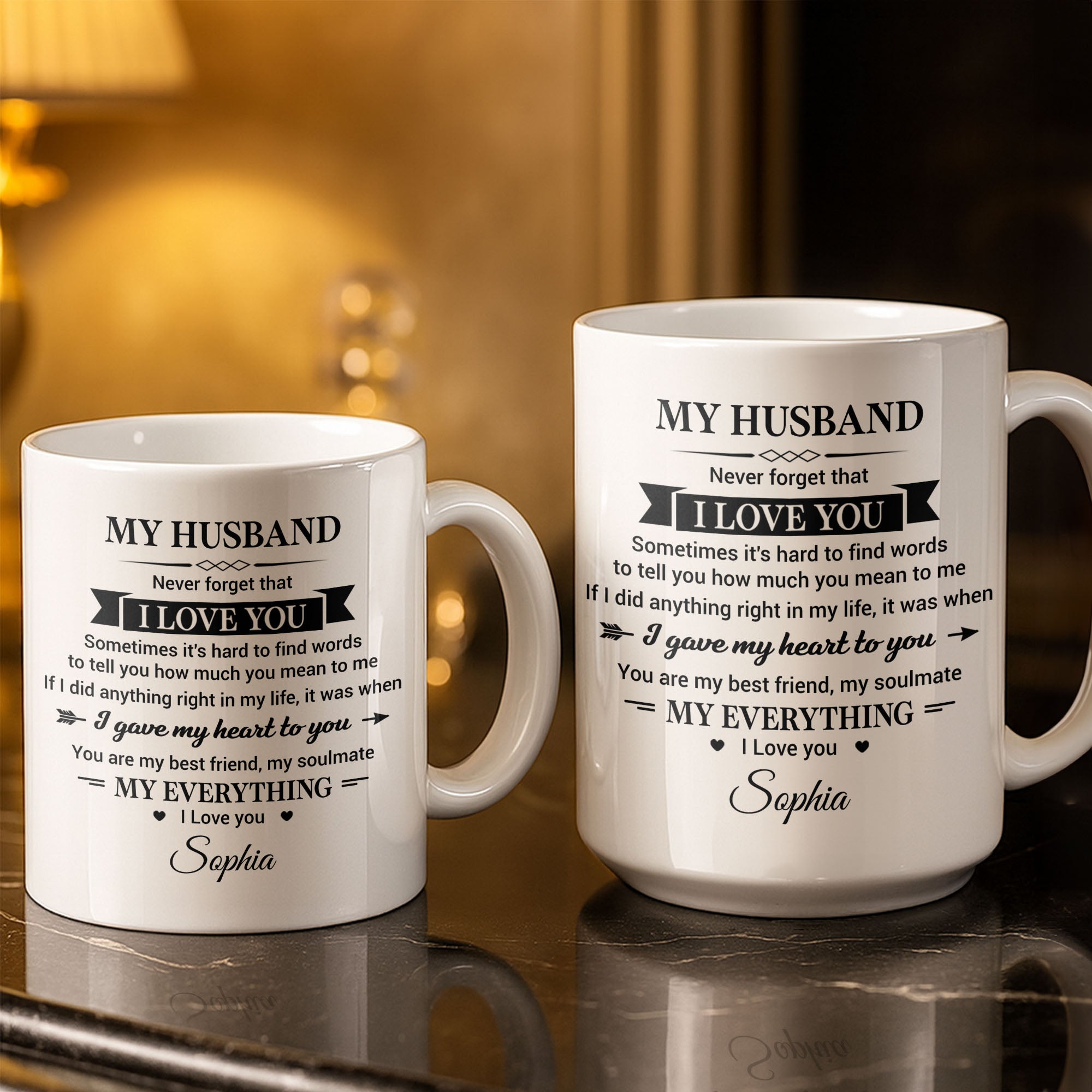 Personalized Heart Coffee Mug Custom Gift for Husband Edge-to-edge Mug GradoCreations