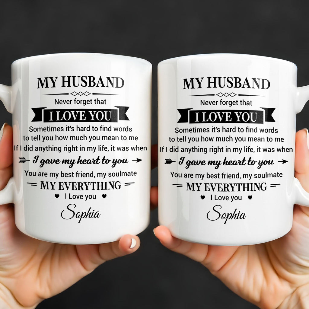 Personalized Heart Coffee Mug Custom Gift for Husband Edge-to-edge Mug GradoCreations