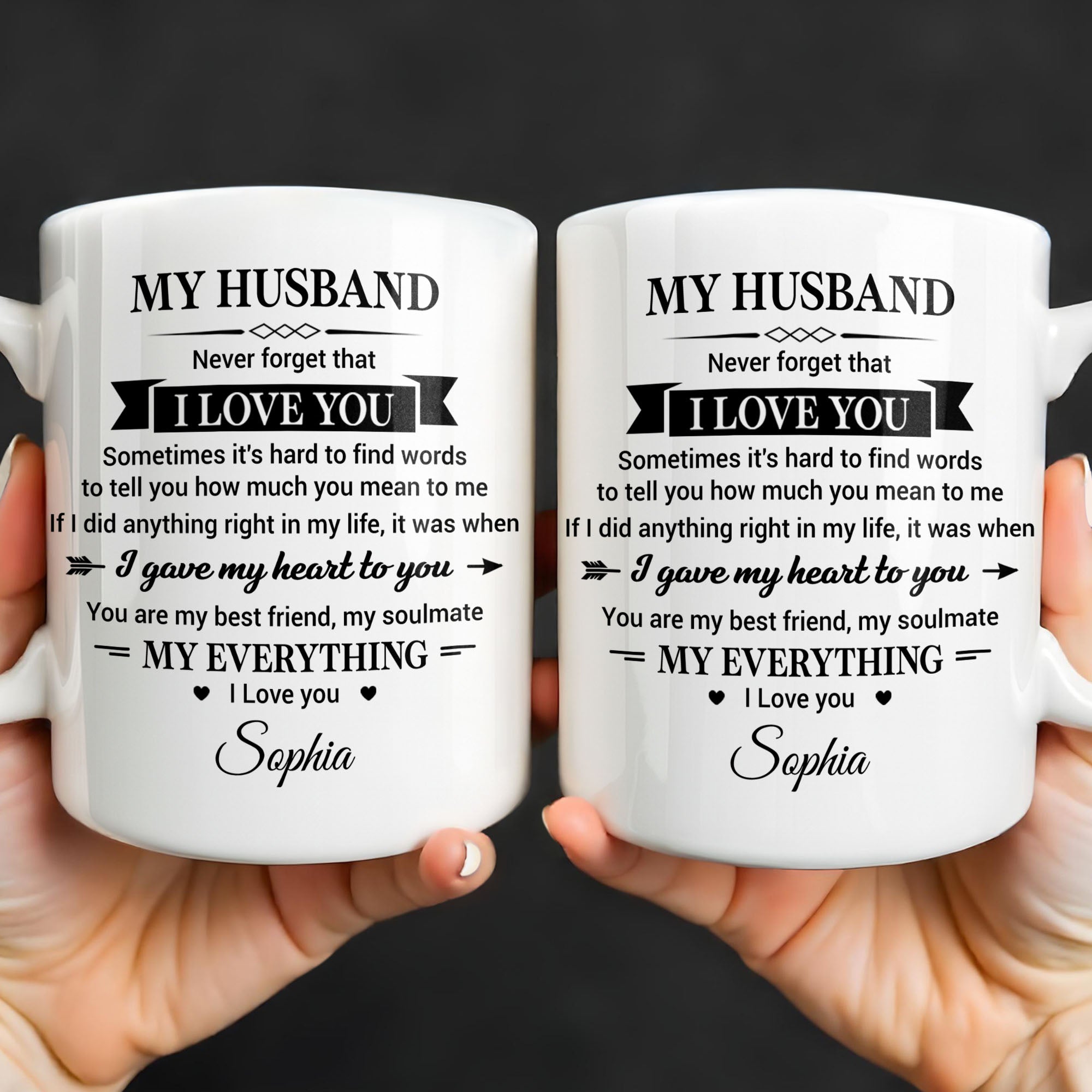 Personalized Heart Coffee Mug Custom Gift for Husband Edge-to-edge Mug GradoCreations