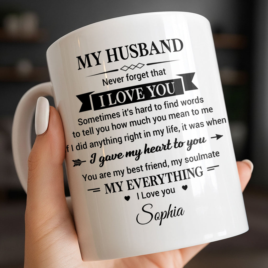 Personalized Heart Coffee Mug Custom Gift for Husband Edge-to-edge Mug GradoCreations