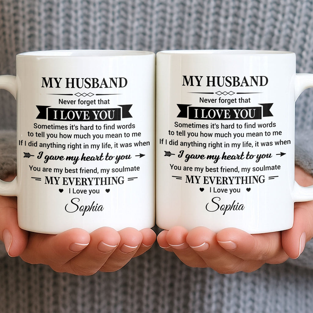 Personalized Heart Coffee Mug Custom Gift for Husband Edge-to-edge Mug GradoCreations